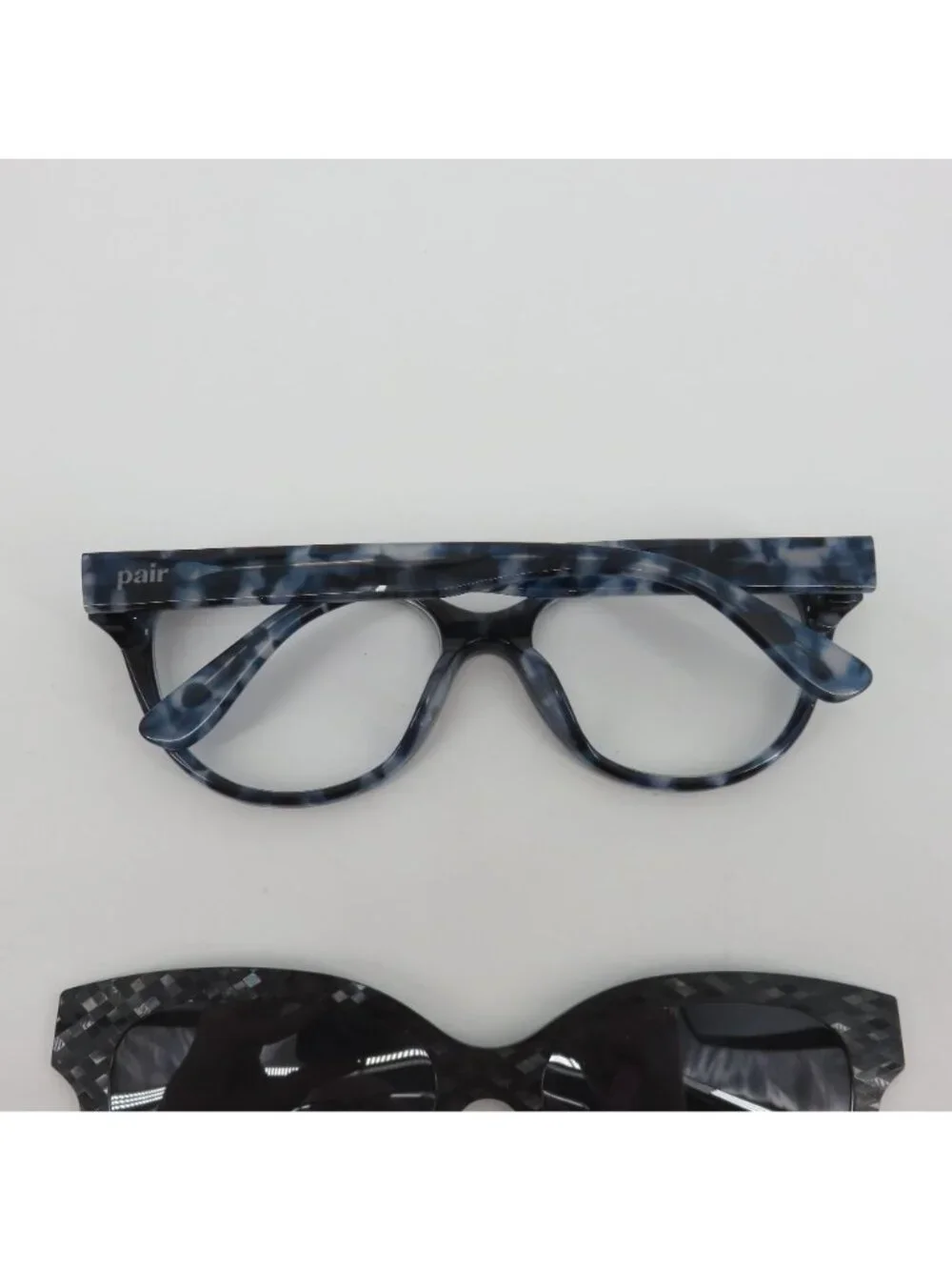 Pair The Quinn Blue Tortoise Eyewear Glasses Frames With Sunglasses Toppers